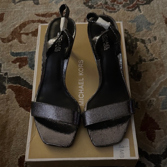 Michael Kors Shoes - Michael Kors Black and Silver Heels